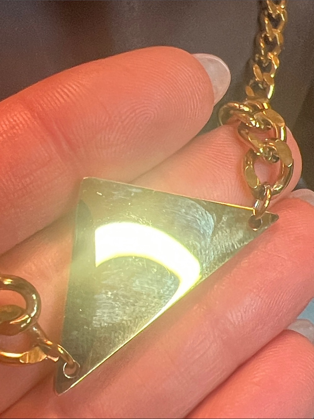 Gold Triangle Logo Chain Necklace - Picture 4 of 7